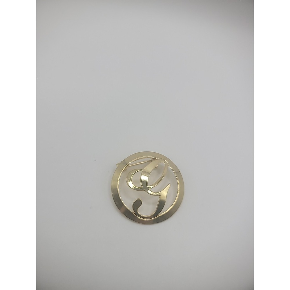 Vintage Gold Tone Brooch Pin Womens Round "G" Initial‎ Jewelry Costume